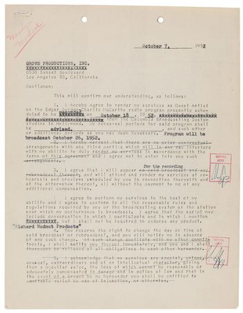 Lot #3112 Marilyn Monroe Signed Document - Image 1