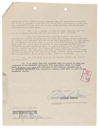 Lot #3112 Marilyn Monroe Signed Document - Image 5