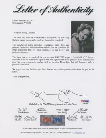 Lot #3073 Judy Garland Signed Photograph - Image 3