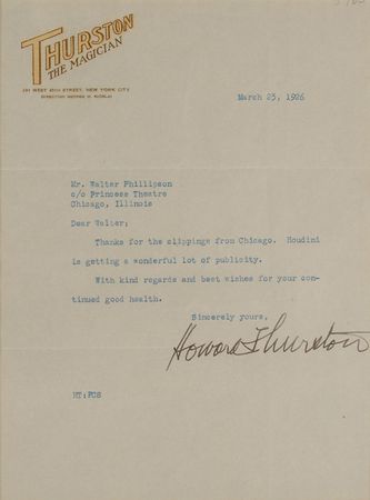 Lot #3006 Howard Thurston Typed Letters Signed - Image 2