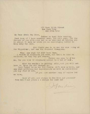Lot #3017 Harry Houdini Typed Letter Signed - Image 2