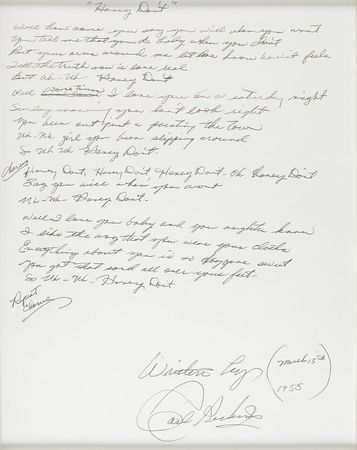 Lot #3223 Carl Perkins Handwritten and Signed Lyrics - Image 2