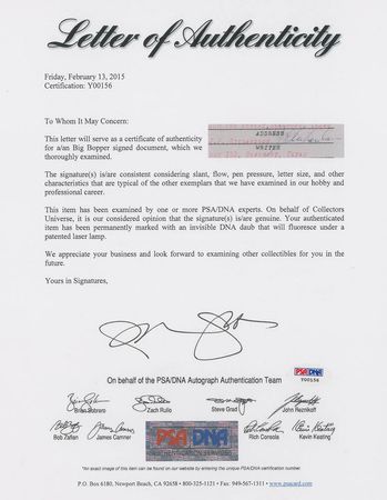 Lot #3222 Big Bopper Lyrics and Signed Document - Image 5