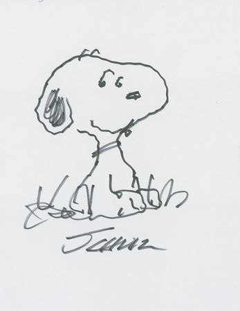 Lot #3208 Charles Schulz Signed Snoopy Sketch - Image 1