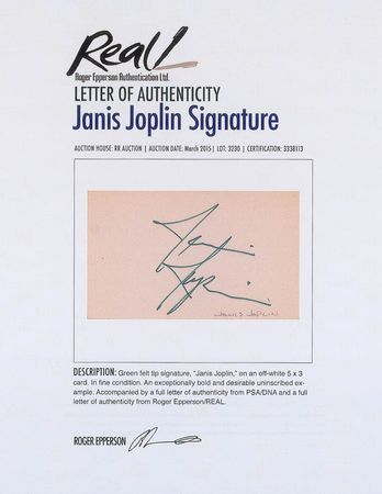 Lot #3230 Janis Joplin Signature - Image 3