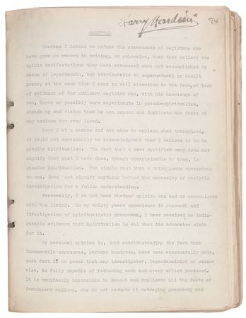 Lot #3020 Harry Houdini Original Hand-corrected Manuscript - Image 1