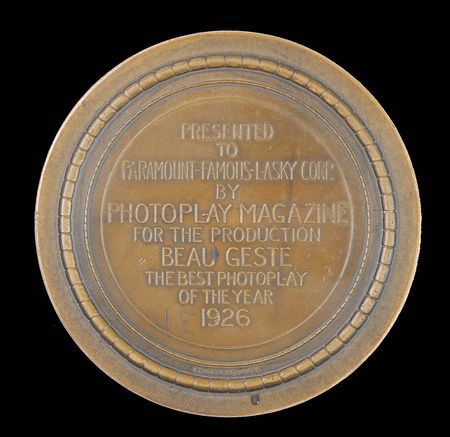 Lot #3178 Beau Geste Photoplay 1926 Best Picture Bronze - Image 2