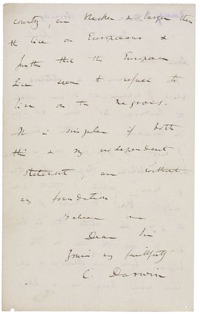 Lot #156 Charles Darwin: The staunch anti-slavery evolutionist returns to a constant source of uncertainty, the different lice plaguing Europeans and “the Negroes born in N. America” - Image 2