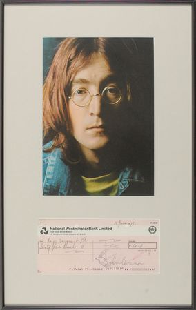 Lot #786 Beatles: John Lennon: Rare Lennon check cut while putting the finishing touches on ?Imagine? - Image 1