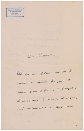 Lot #333 Theodor Mommsen Handwritten Letter Signed - Image 1