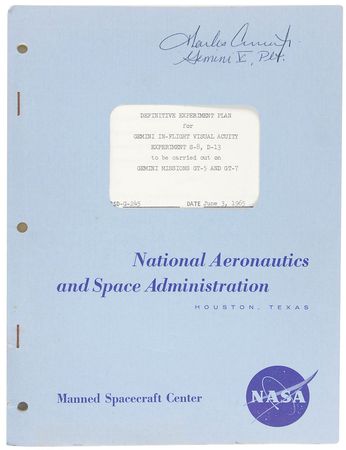 Lot #458 Gemini 5: Flown visual acuity test card with recorded crew info - Image 3