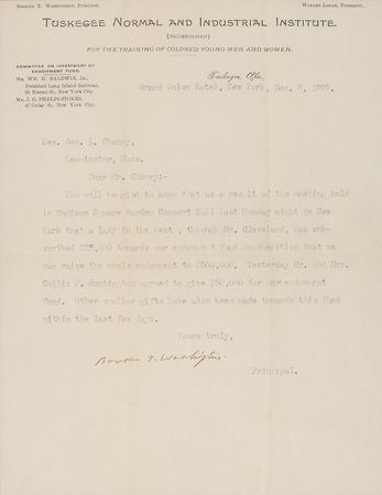 Lot #357 Booker T. Washington: “Collis P. Huntington agreed to give $50,000” - Image 2