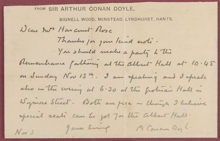 Lot #647 Arthur Conan Doyle Handwritten Letter Signed - Image 1