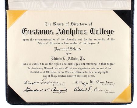 Lot #435 Buzz Aldrin Diploma - Image 1