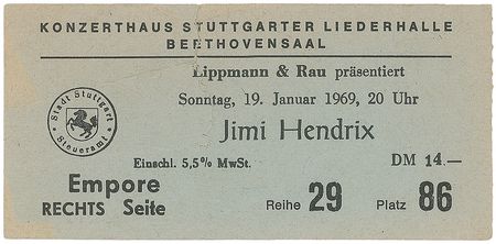 Lot #806 Jimi Hendrix: Rare signed ticket to his 1969 Stuttgart performance - Image 2