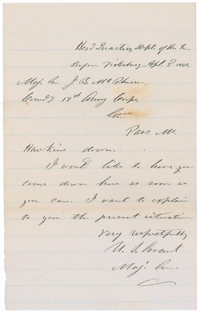 Lot #11 U. S. Grant: Vicksburg on the horizon,