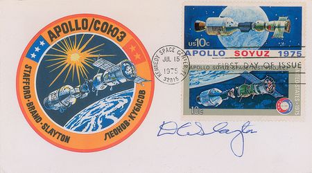 Lot #527 Deke Slayton Signed Photograph and First Day Cover - Image 1