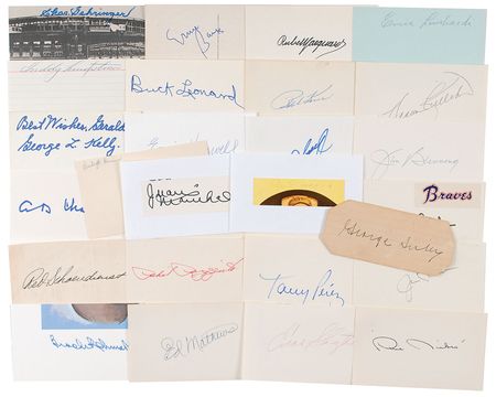 Lot #987 Baseball Hall of Famers Signatures - Image 1