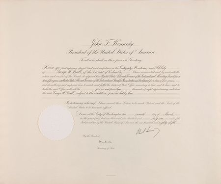 Lot #60 John F. Kennedy: Important appointment for the International Monetary Fund - Image 1