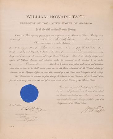 Lot #30 William H. Taft Signed Document