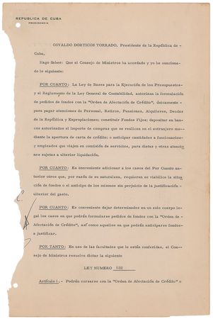 Lot #205 Fidel Castro Signed Document - Image 1