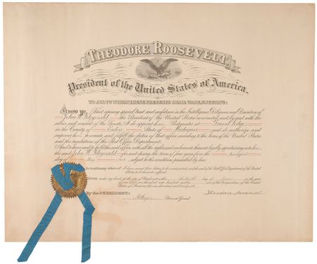 Lot #27 Theodore Roosevelt Signed Document