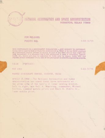 Lot #427 Apollo 11: “With thanks for giving us the Apollo 11 descent procedures. They worked!” - Image 2