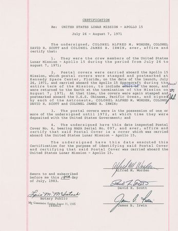 Lot #442 Apollo 15: “Carried to the lunar surface aboard the Lunar Module Falcon”—from the commander’s personal collection - Image 2