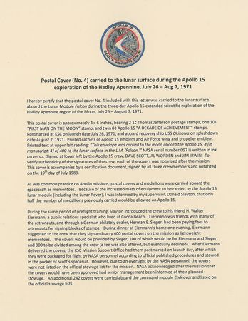 Lot #442 Apollo 15: “Carried to the lunar surface aboard the Lunar Module Falcon”—from the commander’s personal collection - Image 4