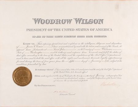 Lot #34 Woodrow Wilson Signed Document - Image 3