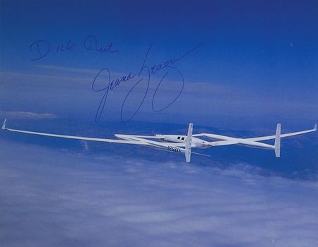 Lot #452 Voyager: Rutan and Yeager Flown Covers and Signed Photograph - Image 3