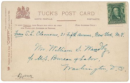 Lot #637 Samuel L. Clemens Postcard - Image 2