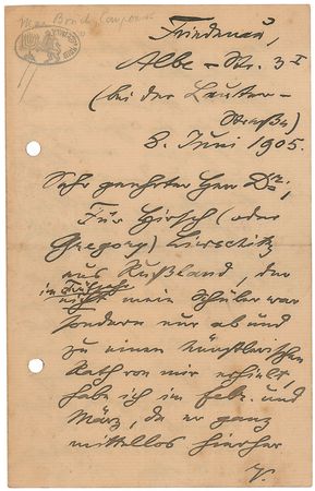 Lot #737 Max Bruch Handwritten Letter Signed - Image 1