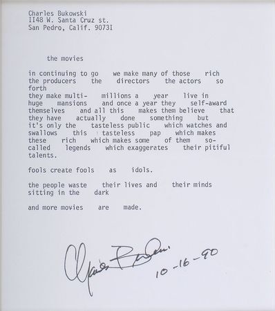 Lot #630 Charles Bukowski Souvenir Typescript - Image 2