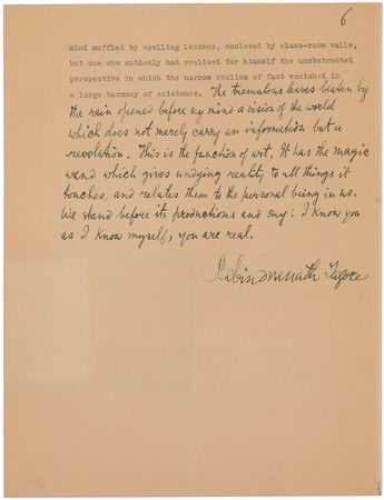 Lot #695 Rabindranath Tagore: “We stand before its productions and say: I know you as I know myself, you are real” - Image 1