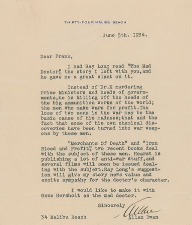 Lot #915 Allan Dwan Typed Letter Signed - Image 1