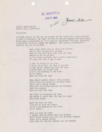 Lot #969 Wizard of Oz: Harold Arlen Signed Document - Image 2