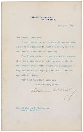 Lot #18 William McKinley Typed Letter Signed