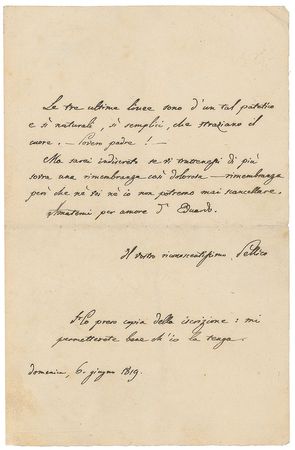 Lot #677 Silvio Pellico Handwritten Letter Signed and Handwritten Poem - Image 3