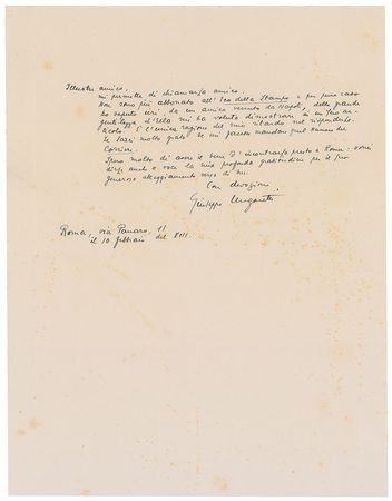 Lot #700 Giuseppe Ungaretti Handwritten Letter Signed - Image 1