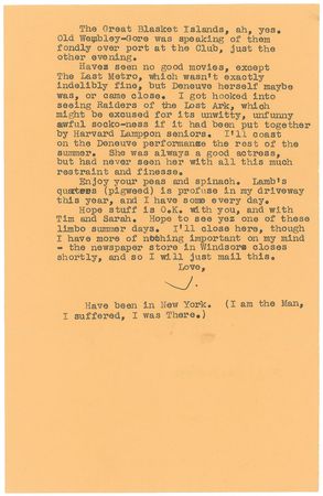 Lot #687 J. D. Salinger: The famously reclusive author visits a Pissarro exhibit and goes to the movies??I got hooked into seeing Raiders of the Lost Ark? - Image 2