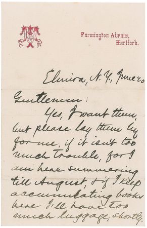 Lot #639 Samuel L. Clemens: “They’re a whoreson lot to thin out literature, as Shakespeare would say“ - Image 1