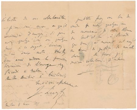 Lot #753 Franz Liszt Handwritten Letter Signed - Image 2