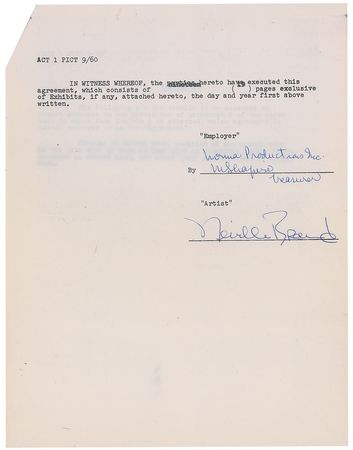 Lot #904 Neville Brand Signed Document - Image 1
