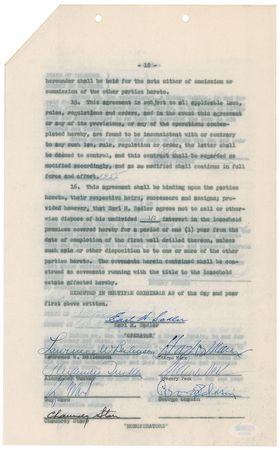 Lot #949 Harpo Marx and Gregory Peck Signed Document - Image 1