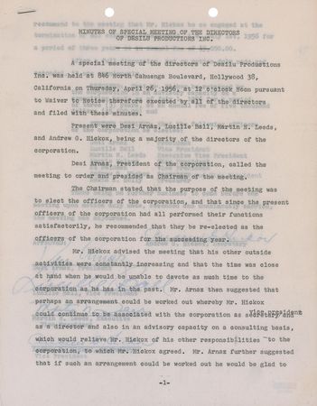 Lot #899 Lucille Ball and Desi Arnaz Signed Document - Image 1