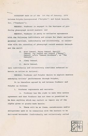 Lot #845 The Osmonds Signed Document - Image 2