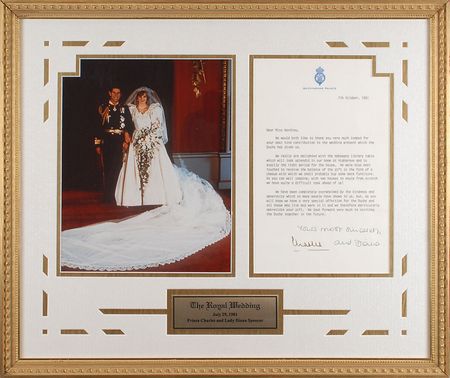 Lot #249 Princess Diana and Prince Charles: Newlywed royals send heartfelt thanks from Buckingham Palace - Image 1