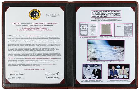 Lot #238 Edgar Mitchell?s Apollo 14 Lunar Bible Text Fragment - Image 7
