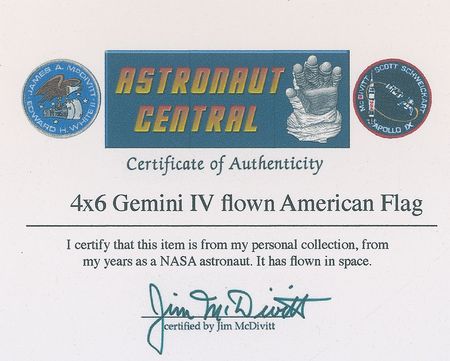 Lot #56 Jim McDivitt?s Gemini 4 Flown Flag - Image 2